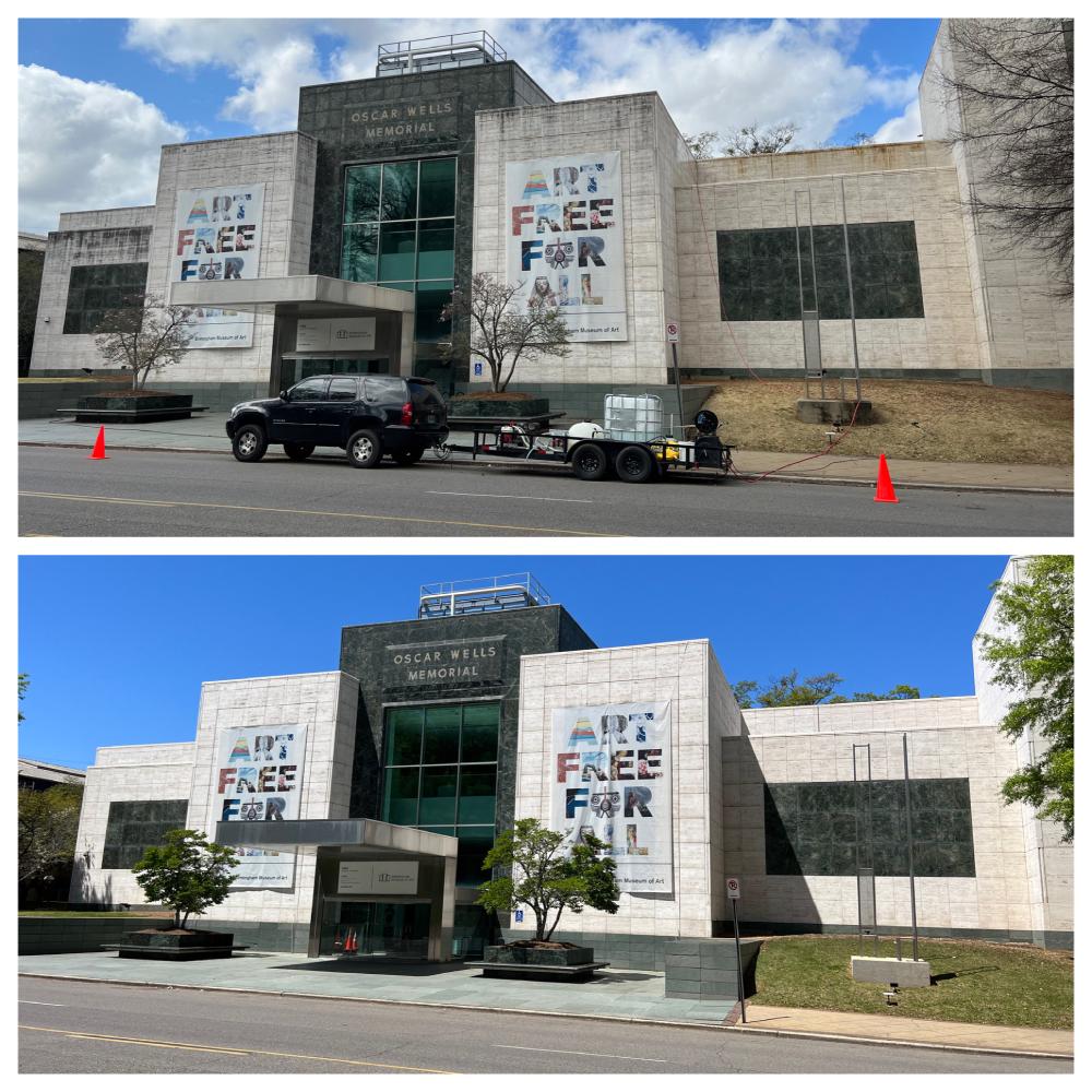 before and after cleaning of commercial building